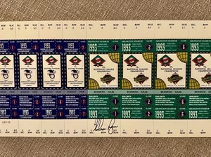 1993 WORLD SERIES UNCUT TICKETS AT ARLINGTON, TX SIGNED BY NOLAN RYAN AUTHENTIC - Picture 1 of 4