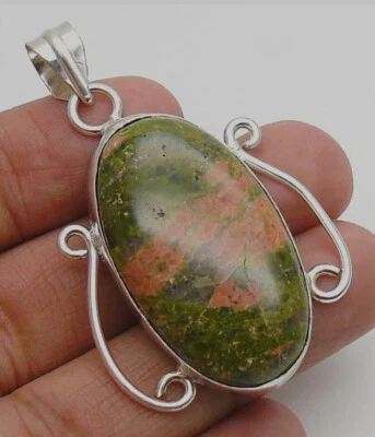 Gorgeous Unakite Gemma Pendente In Argento Sterling 925 Fatto A Mano E-28 - Immagine 1 di 4