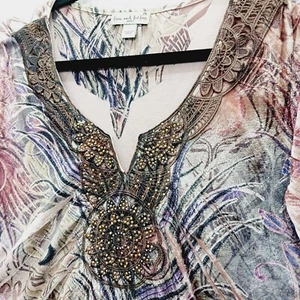 Velour Top Gr. PL Boho Strass Y2K Festival Romantisch Glam Witchycore OOAK - Bild 1 von 16