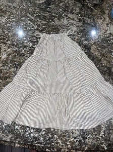 Old Navy Girls Spaghetti Strap Tan White Striped Summer Dress Size 4T - Picture 1 of 8