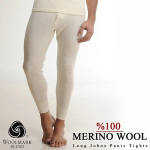 %100 Merino Wool Long Johns Pants High Waist Thermal Warm Trousers Men Women - Picture 1 of 7