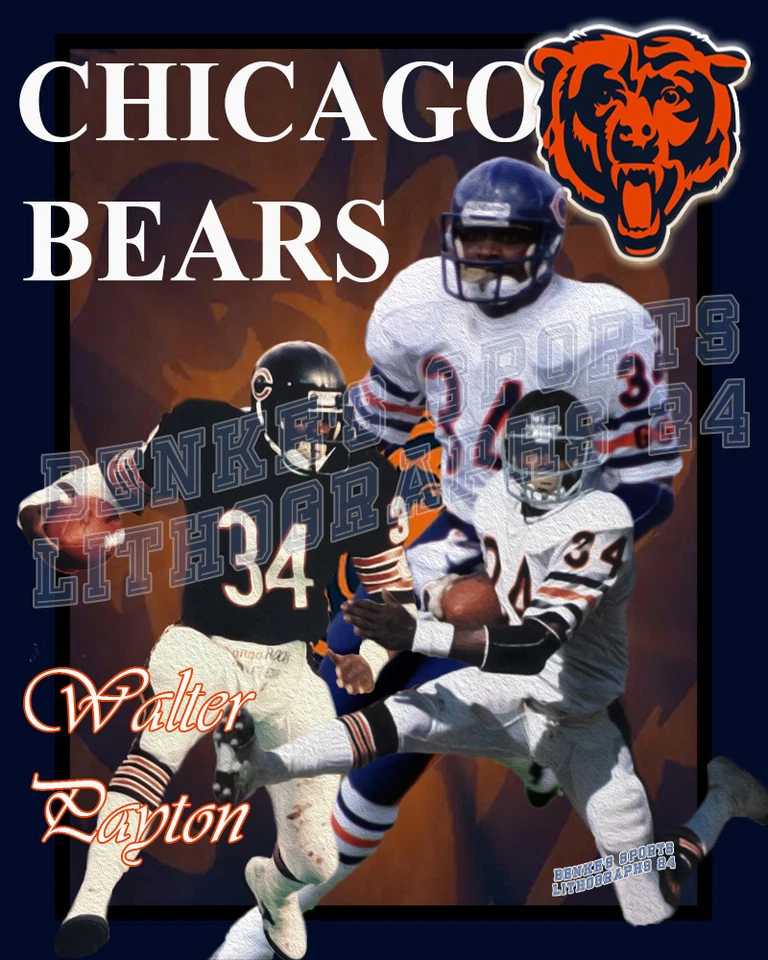 Impresión litográfica de los Chicago Bears de Walter Payton 2024 Foto 1 de 1