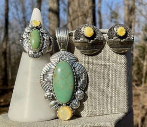 RMT Pollack Roderick Tenorio Silver Pendant Earrings 14k Gold Ring Sz 6 Set - Picture 1 of 9