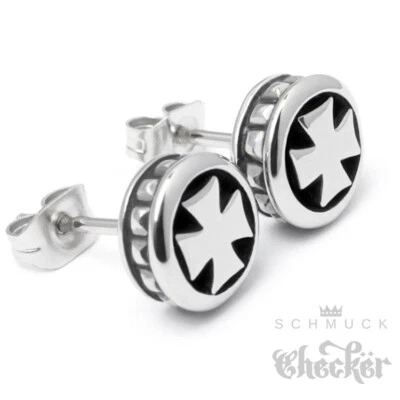 Herren Ohrstecker 316L Edelstahl silber hochwertig Männer Geschenk Bikerschmuck - Bild 1 von 2