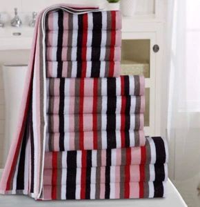 TOWELS BALE OF SIX (6) STRIPE, AMAZON UNSOLD RRP £69.99, 100% COTTON MADE LUXURY - Picture 1 of 1