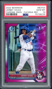2022 Bowman Chrome Prospects Fuchsia Refractor /199 Jorbit Vivas #BCP-24 Dodgers - Picture 1 of 2