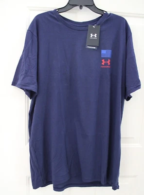 NUEVO CON ETIQUETAS Under Armour Freedom Flag Logo Variación Para hombres XXL 2XL Azul Camiseta 1383006 Foto 1 de 4