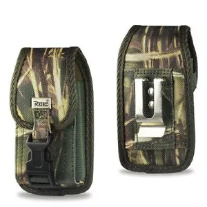 Camouflage Vertical Heavy Duty Rugged Canvas Pouch for iPhone 13 Mini, 12 Mini, - Picture 1 of 3