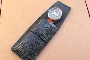 Handmade Watch Pouch Bag Genuine CROC Leather Watches Case Storage TRAVEL - Picture 1 of 4