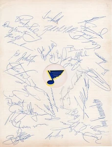 1977-78 St. Louis Blues Autographed Team Sheet 29 Signatures (2 HOF'ers) - Picture 1 of 1