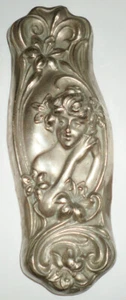 Vintage Victorian Nouveau Woman Flowers STERLINE Silver Plate Clothing Brush Top - Bild 1 von 15