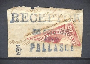 Peru 1874 20-Cent Sct#27 Bisected On Piece RECEPTORIA DE PALLASCA POSTMARK RARE! - Picture 1 of 2