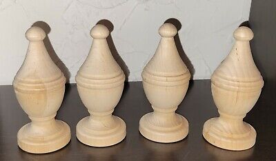 Turned Wood Finial Unfinished Ready To Stain Or PAINT 4.5  Tall Diameter... • 18.02$