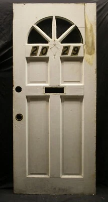 32"x79"x1.75" Vintage Antiguo Madera SÓLIDA Exterior Entrada Puerta Ventana Vidrio Foto 1 de 4