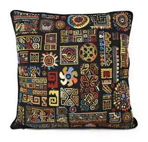 DaDa Bedding Native Geometric Colorful Black Tapestry Throw Pillow Cover - Picture 1 of 6
