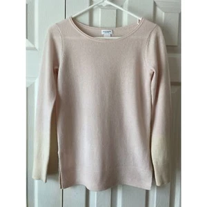 Club Monaco Cashmere Womens Sweater XS Color Block Cuff  Peachy and Cream - Picture 1 of 12