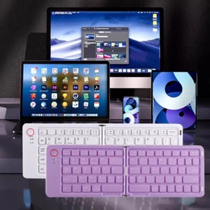 Slim Wireless Bluetooth Keyboard Foldable for iPhone iPad Samsung Android Tablet - Picture 1 of 18