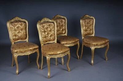 4 French salon chairs from Bellevue Castle in Berlin, Gold - Image 1 of 4