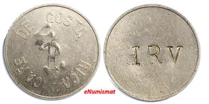 CAFE DE Costa Rica Token  Countermark " HRV"   27mm  XF Condition (4356) - Picture 1 of 3