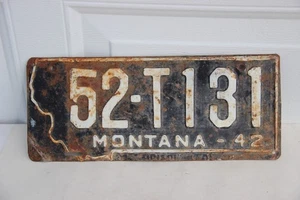 1942 Montana License Plate restore or wall hanger  52-T131  Prison Made - Picture 1 of 2
