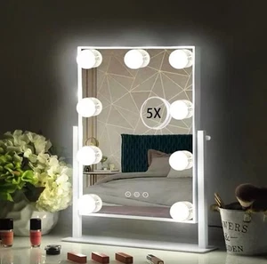 14"x12" Hollywood Makeup Vanity Mirror with Lights Stage Dimmer LED Bulb 5X Mag - Picture 1 of 6