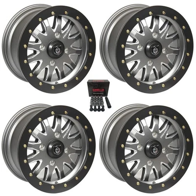 Pro Armor Halo Beadlock 15" Wheels Titanium Metallic Can-Am Defender (4) Foto 1 de 3