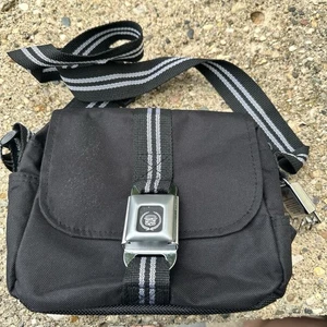 Buckle Down Cadillac Seatbelt Purse Handtasche Umhängetasche Schwarz Canvas - Bild 1 von 8
