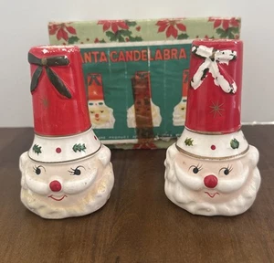 RARE Vintage Commodore Santa Candle Holder Candelabra Japan With Box - Picture 1 of 15