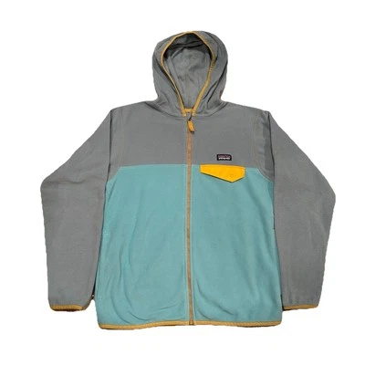 Patagonia Kids Micro D Snap-T Fleece Colorblock Hooded Full Zip Jacket Large 12 - Image 1 of 4