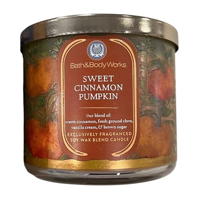 Bath and Body Works Sweet Cinnamon Pumpkin Candle 3-Wick Scented Fall 14.5 oz - Image 1 of 2