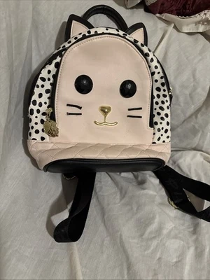 Mochila Betsy Johnson Gatito/Gato Rosa/Negro Lunares Nueva Sin Etiquetas Foto 1 de 4