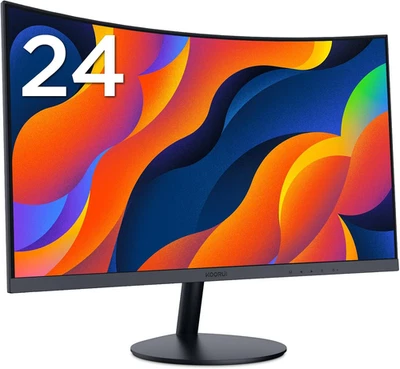 24 Inch Curved Computer Monitor- Full HD 1080P 100Hz Gaming Monitor 1500R LED HD - Image 1 of 4
