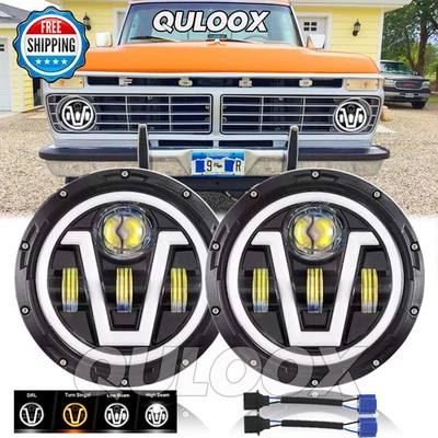 for 1953-1977 Ford F-100 F-250 F-350 Pickup 7" inch Round LED Headlight High/Low Foto 1 de 4