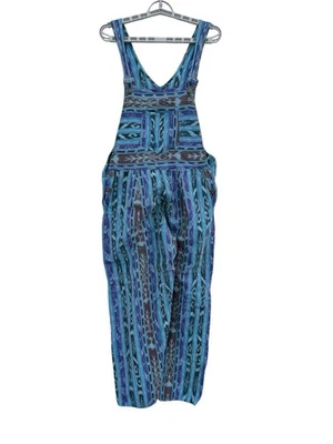 Vintage Ikat Inti Imports Bib Overalls Jumpsuit Boho Tribal Guatemala Romper XL - image 1 of 4