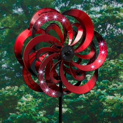 75"H Solar Wind Spinner, Red Center Swirl - Image 1 of 4