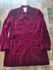 Sonia Rykiel Paris France Red Velvet Long Tailored Jacket Blazer Size 42