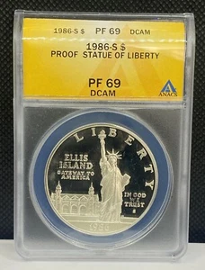 1986 "S" SILVER DOLLAR "STATUE OF LIBERTY" PF69 DCAM - Picture 1 of 2