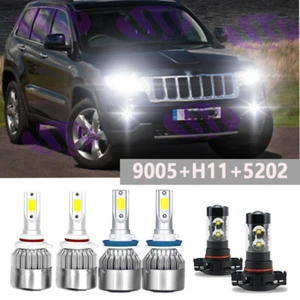 Combo LED Headlight + Fog Light Bulbs Kit For Jeep Grand Cherokee 2011 2012 2013 - Picture 1 of 12