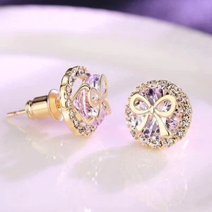 Bowknot earrings, internet celebrity temperament personality GXU girl D1M8 - Picture 1 of 10