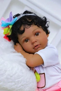SCOM Lifelike Reborn Baby Dolls Black Girl -Anna, 20 Inches Realistic Baby Dolls - Picture 1 of 4