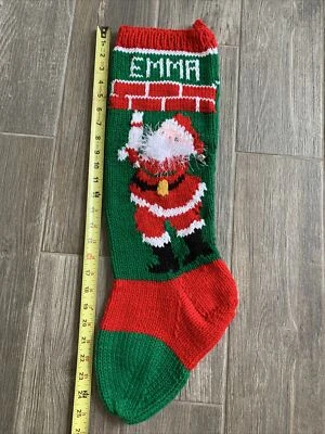 HANDCRAFTED Personalized Hand Knit Christmas Stocking-Santa Filling Stocking