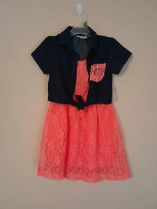 Bobbie Brooks Denim/Lace Dress Size Small 6/6X - NWT - Picture 1 of 11