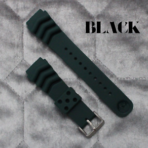 Genuine Seiko Z22 Watch Band Diver SKX171SKX173 18-22mm Black Rubber Curved Vent