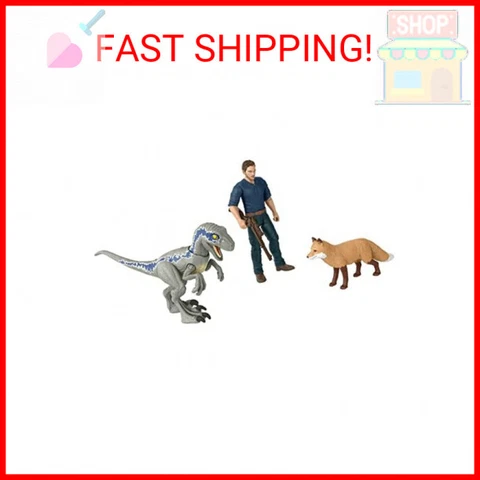 Jurassic World Toys Dominion Human and Dino Pack, Owen & Velociraptor Beta Actio Cover