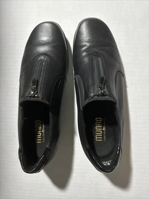 Munro Zip black Leather Comfort Shoes Size 8 Wide - Image 1 of 4