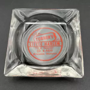 VTG 1940s Advertisement Glass Square Ashtray Turner's Little Harlem Milwaukee WI - Picture 1 of 8