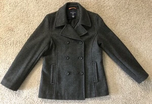 Nautica Jeans Company 80% Wool Trench Coat Sz M💖Casual Double Breasted - Picture 1 of 11