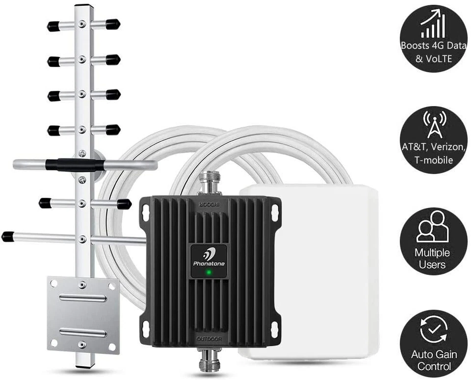 Cell Phone Signal Booster 3G 4G LTE 1700/2100MHz Band 66 & Band 4 Repeater Kit - Image 1 of 4