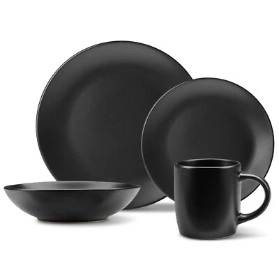 16pc Black Dinner Set, 4 Person Matte Black Dinnerware Set of 16 Pieces - Image 1 of 4
