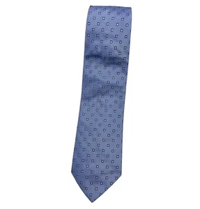 BATTISTONI Silk Tie ITALY Blue White Geometric W:3.6" EUC - Picture 1 of 6